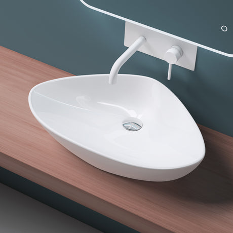 Lavabo Glasvilla, vasque à poser, vasque en céramique blanche avec nano-revêtement, Brussels215