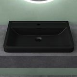 Lavabo Glasvilla, lavabo encastré, vasque rectangulaire en matériau minéral moulé avec trop-plein, Col8