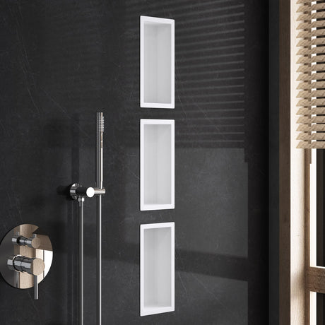 Niche de douche Glasvilla, niche murale de salle de bain, étagère de douche en acier inoxydable carrelable, montage facile