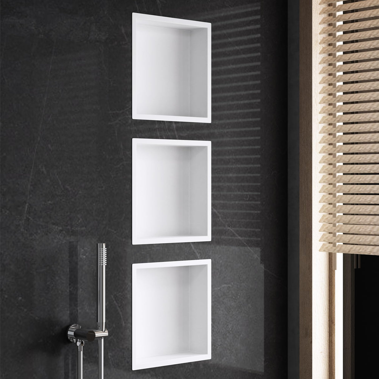 glasvilla Nicchia a Parete in Acciaio Inox Mensola Doccia a Muro a Incasso Piastrellabile Facile da Montare