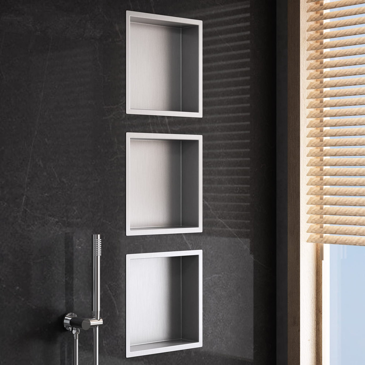 glasvilla Nicchia a Parete in Acciaio Inox Mensola Doccia a Muro a Incasso Piastrellabile Facile da Montare