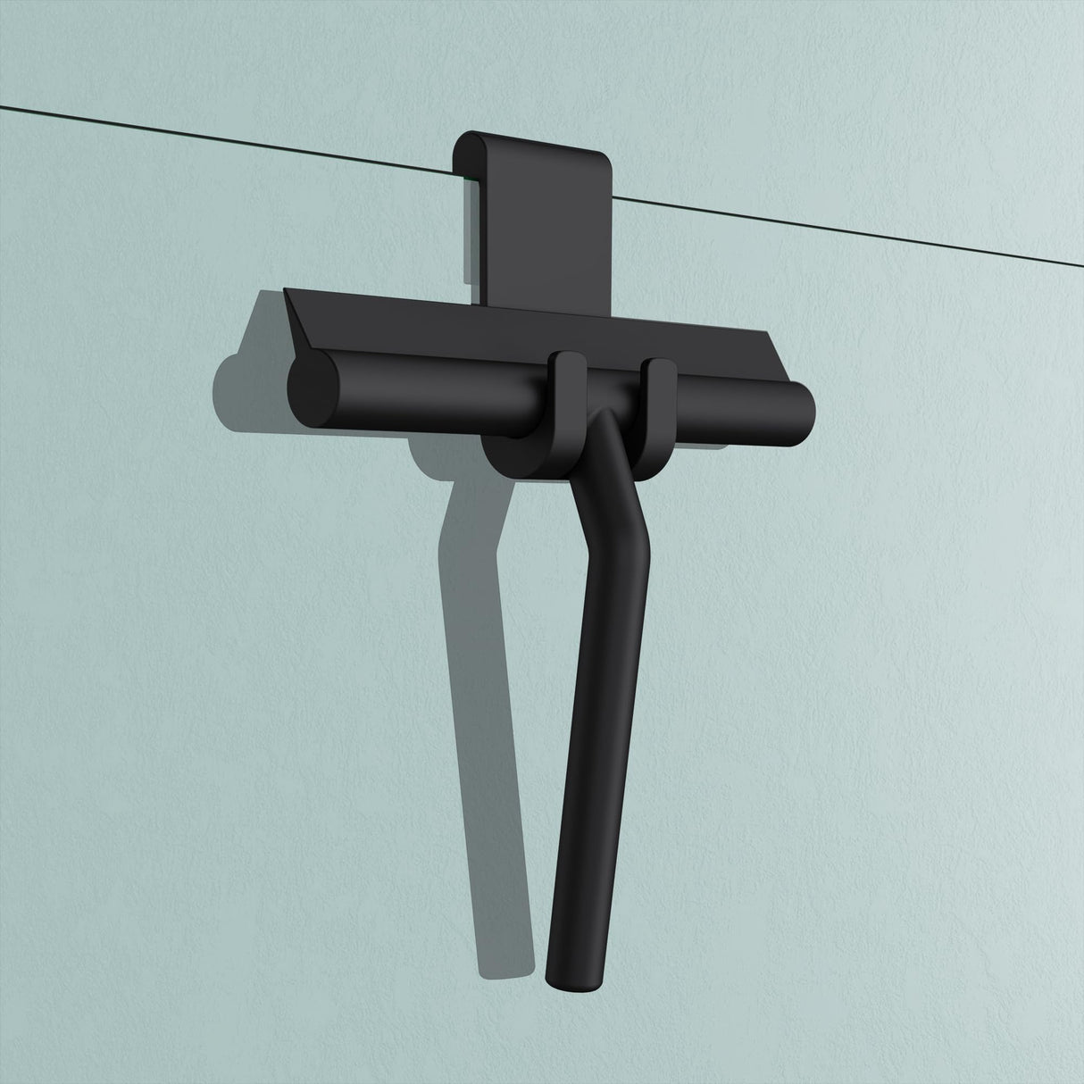 glasvilla Tergivetro per Doccia con Gancio, Tergivetro in Silicone per Finestre del Bagno, 19x21cm, Nero Opaco