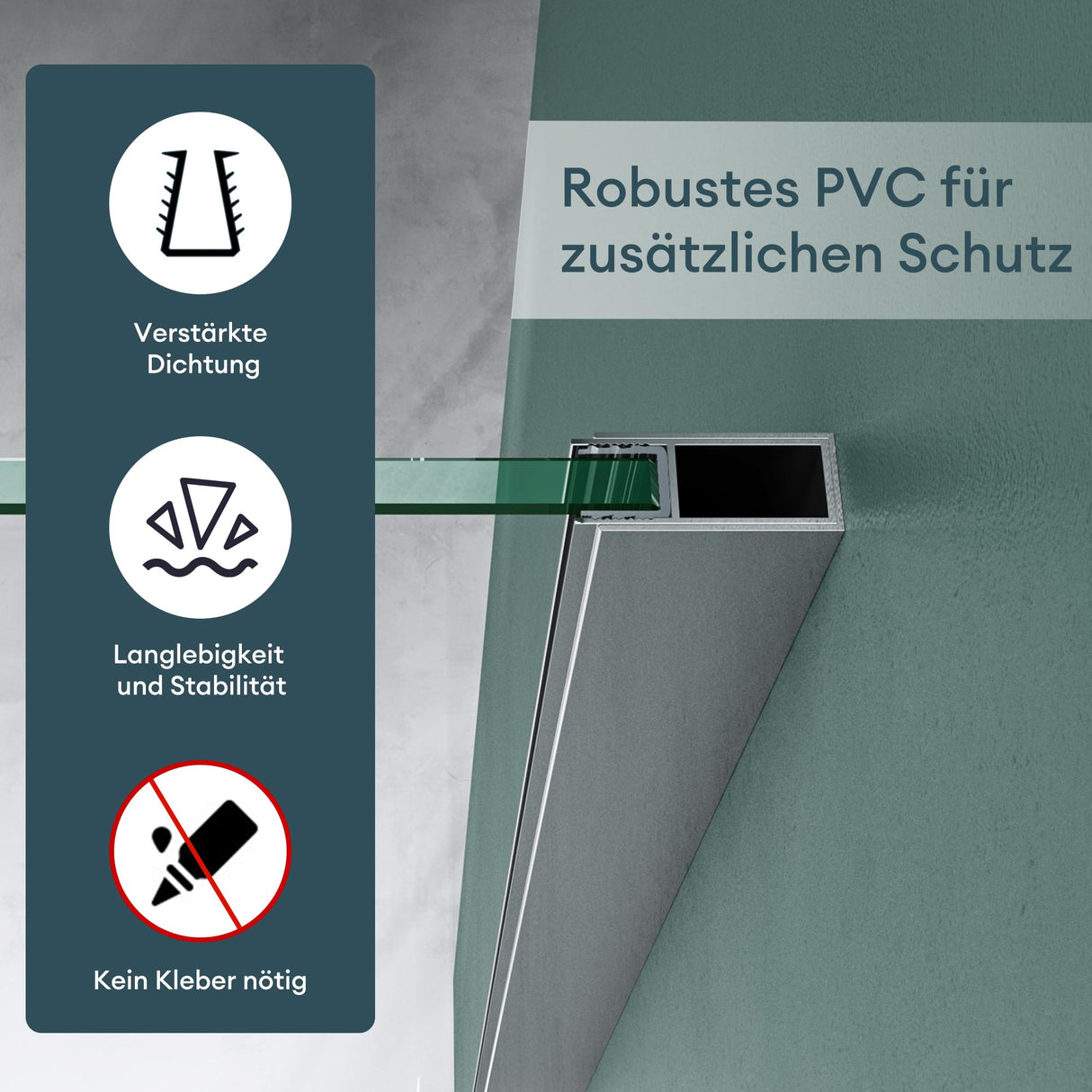 glasvilla Duschdichtung Dichtung Dusche Glastür für 6mm - 10mm Glasstärke Ersatzdichtung Duschwand Wanddichtung