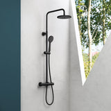 glasvilla Soffione Doccia a Pioggia (Ø20cm) con Telefoni Doccia e Miscelatore Monocomando, Set Soffione Doccia Manopola Doccia a Risparmio Idrico, Nero Opaco