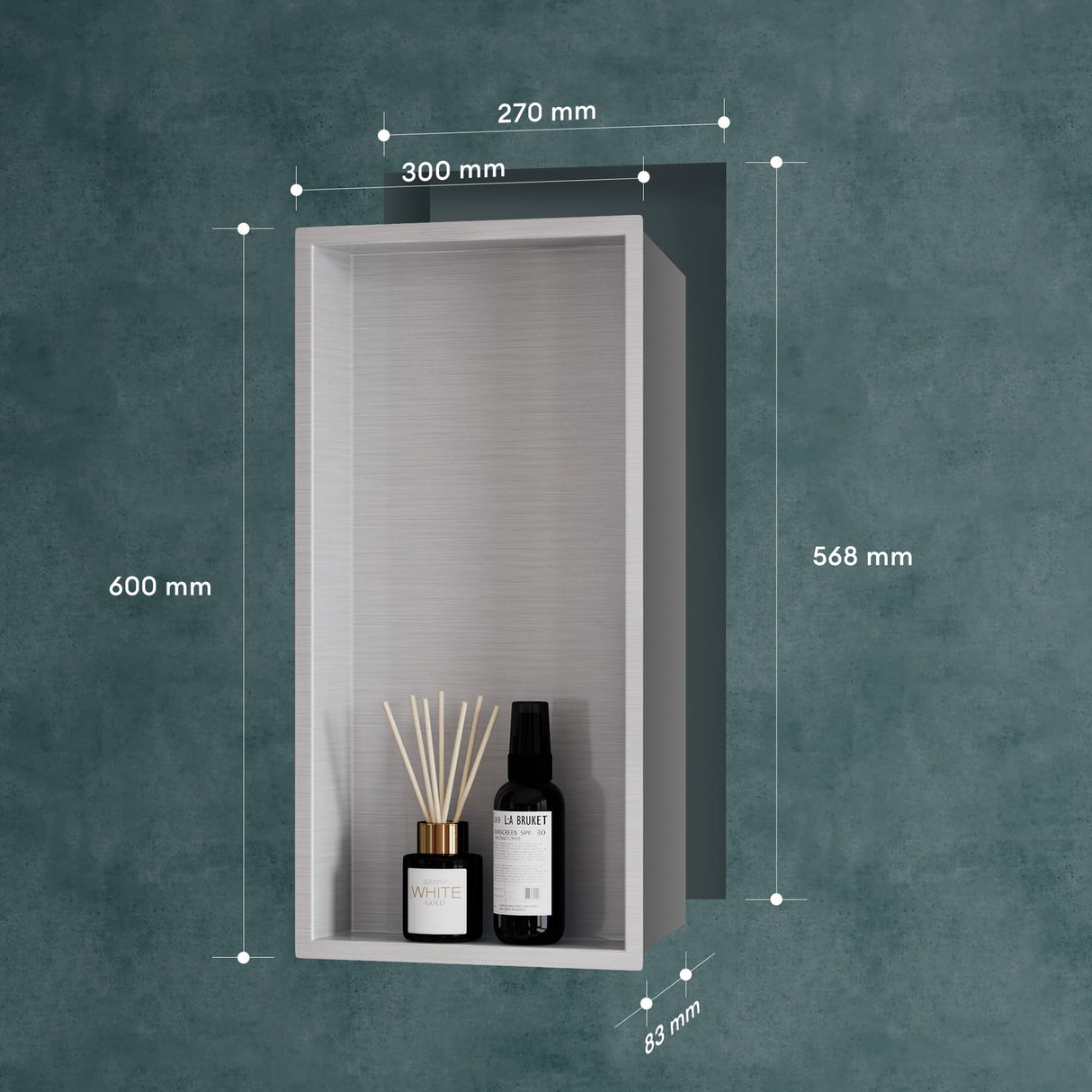 glasvilla Nicchia a Parete in Acciaio Inox Mensola Doccia a Muro a Incasso Piastrellabile Facile da Montare