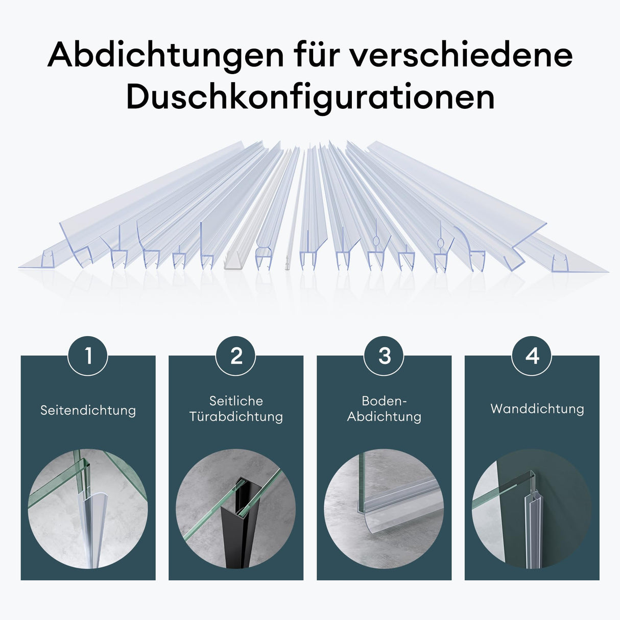 Joint de douche Glasvilla, rebord de douche | Joint de porte de douche pour verre de 6 à 8 mm d'épaisseur | Joint de remplacement pour porte/paroi de douche, droit