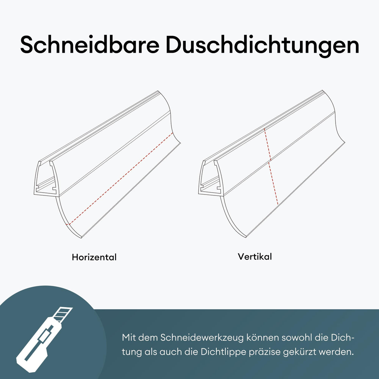 Joint de douche Glasvilla, rebord de douche | Joint de porte de douche pour verre de 6 à 8 mm d'épaisseur | Joint de remplacement pour porte/paroi de douche, droit