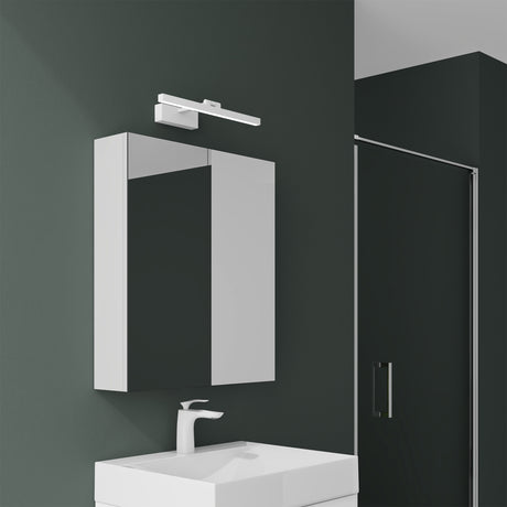 Armoire de toilette Glasvilla avec miroir et lampe intégrée, meuble de salle de bain, éclairage miroir, lampe de salle de bain LED rotative à 180°, d'une beauté rayonnante