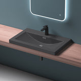 Lavabo Glasvilla, vasque encastrée, meuble-lavabo, en fonte minérale, rectangulaire, 1 trou de robinetterie, avec trop-plein, Col01