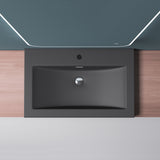Lavabo Glasvilla, vasque encastrée, meuble-lavabo, en fonte minérale, rectangulaire, 1 trou de robinetterie, avec trop-plein, Col01