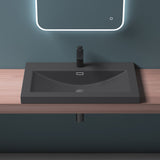 Lavabo Glasvilla, vasque encastrée, meuble-lavabo, en fonte minérale, rectangulaire, 1 trou de robinetterie, avec trop-plein, Col01