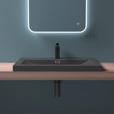 Lavabo Glasvilla, vasque encastrée, meuble-lavabo, en fonte minérale, rectangulaire, 1 trou de robinetterie, avec trop-plein, Col01