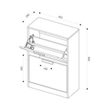 Glasvilla armoire à chaussures coffre à chaussures basculeur à chaussures LxPxH : 60x28x89 cm meuble à chaussures étroit meuble à chaussures01