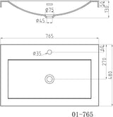 Lavabo Glasvilla, vasque encastrée, meuble-lavabo, en fonte minérale, rectangulaire, 1 trou de robinetterie, avec trop-plein, Col01