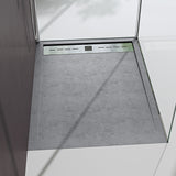 Receveur de douche Glasvilla pour cabine de douche, plat, rectangulaire, gris béton, en fonte minérale Corvus de haute qualité.