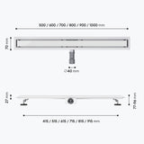 Bonde de douche Glasvilla en acier inoxydable | Kit de siphon complet pour salle de bain | Carrelable, débit de 35 l/min | Filtre à cheveux KE110