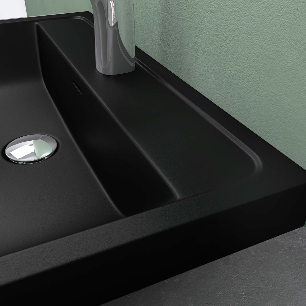 Lavabo Glasvilla, lavabo encastré, vasque rectangulaire en matériau minéral moulé avec trop-plein, Col8