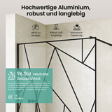 glasvilla Duschwand für Dusche Duschabtrennung  Walk-In Dusche  Duschtrennwand Schwarz 8mm ESG-Sicherheitsglas NANO Klarglas mit geometrischem Design MMBR3 Bremen01Plus-GM