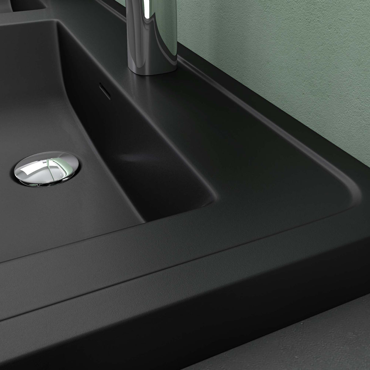 Lavabo Glasvilla, lavabo encastré, vasque rectangulaire en matériau minéral moulé avec trop-plein, Col8