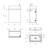 glasvilla Mobile Bagno Sospeso con Lavabo Bianco Mobiletto da Bagno 46x26x63cm Pisa02