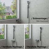 glasvilla Duschsystem mit Regendusche Duschkopf 3 Strahlarten höhenverstellbar Duschbrause mit Unterauslauf aus Aluminium Duschsystem10