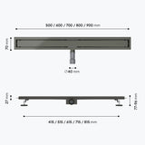 Bonde de douche Glasvilla en acier inoxydable | Kit de siphon complet pour salle de bain | Carrelable, débit de 35 l/min | Filtre à cheveux KE110