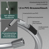 glasvilla Badewannenarmatur mit Handbrause Wasserfall Wannenarmatur Strahlarten Handbrause aus Messing inkl. Brausestange und Brauseschlauch