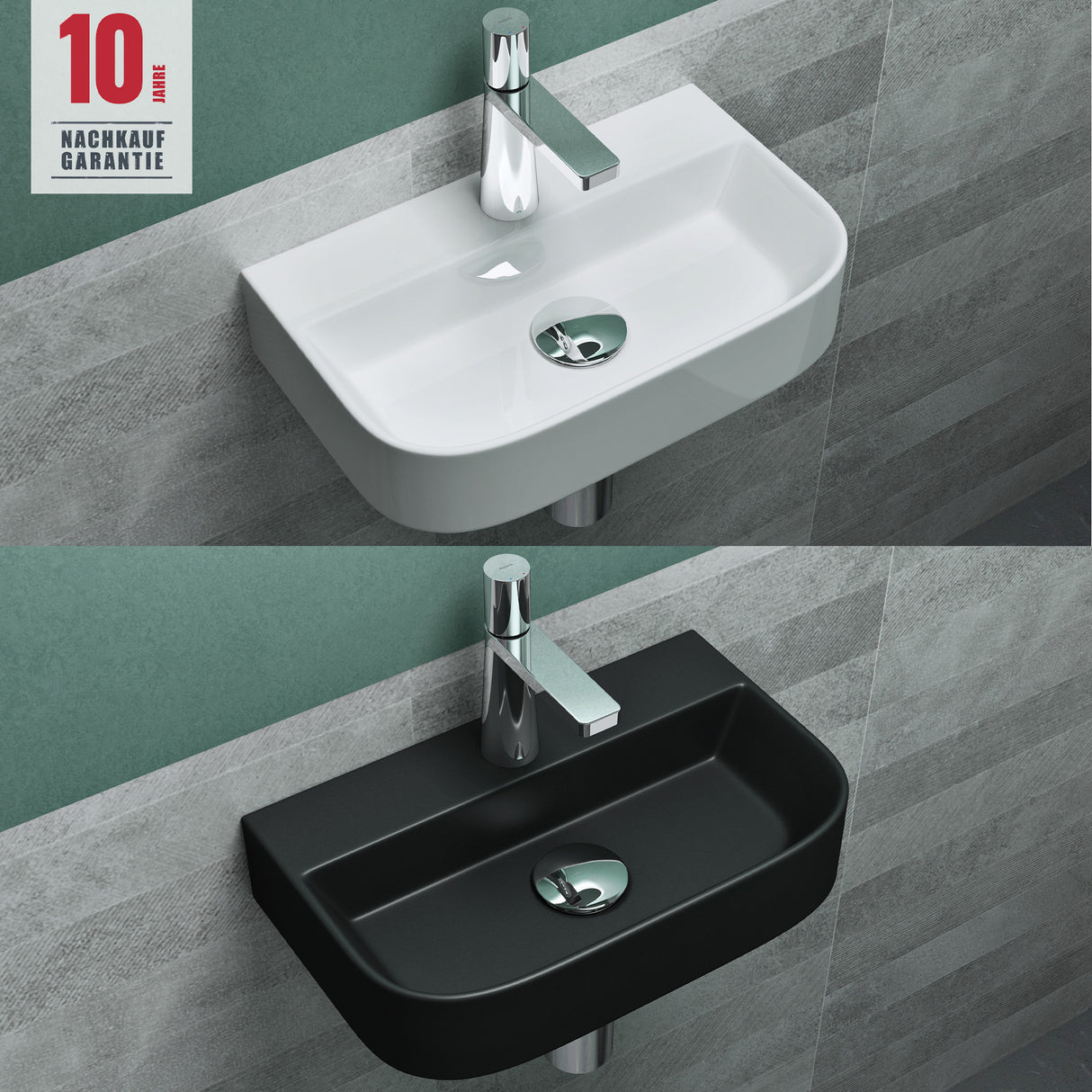 glasvilla Lavabo da Appoggio 38x23,5x8cm Lavabo Bagno Sospeso in Ceramica Lavandino Bagno Brüssel003