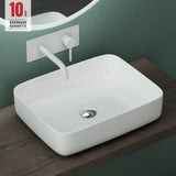 Vasque à poser Glasvilla, meuble vasque en céramique blanche, rectangulaire avec revêtement nano/effet lotus, Bruxelles 106