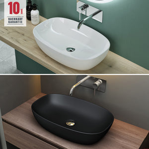 Glasvilla Lavabo sobre encimera de cerámica Brüssel104 con recubrimiento nano – Diseño moderno, fácil limpieza
