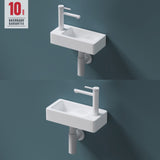 Lavabo Glasvilla pour WC invités, lavabo suspendu en céramique blanche avec nano-revêtement, Bruxelles 3053