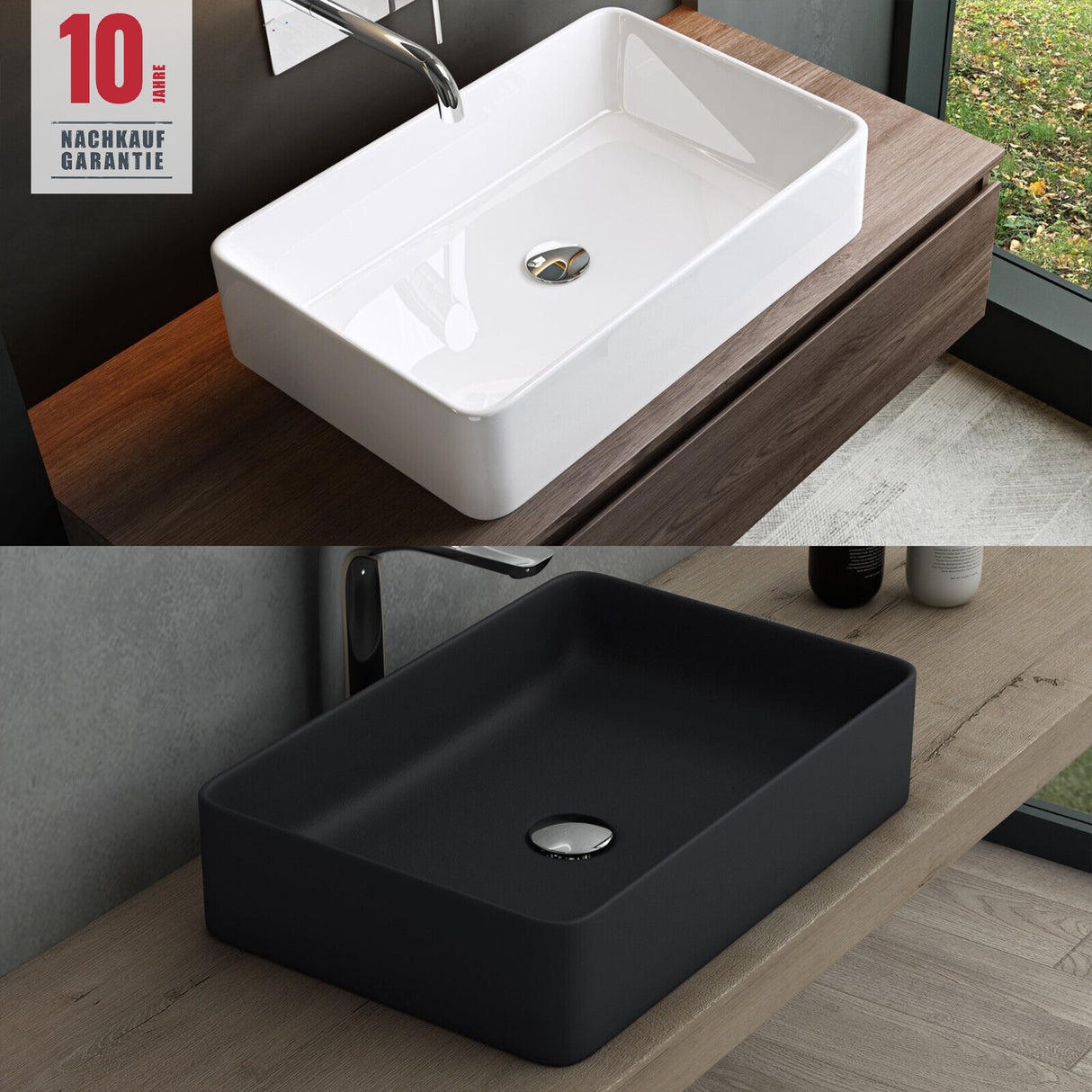 Vasque à poser Glasvilla, dimensions L x P x H : 59 x 38 x 13,5 cm, en céramique, Bruxelles 105D