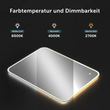 glasvilla Miroir Mural de Salle de Bain Miroir de Salle de Bain LED avec Interrupteur Tactile Antibuée Couche Antibuée