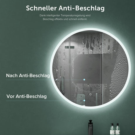 glasvilla Wandspiegel Badezimmer Spiegel LED runder Lichtspiepgel LED Bad-Spiegel mit Touchschalter, Antibeschlag durch Antifog-Schicht LED-Spiegel 05