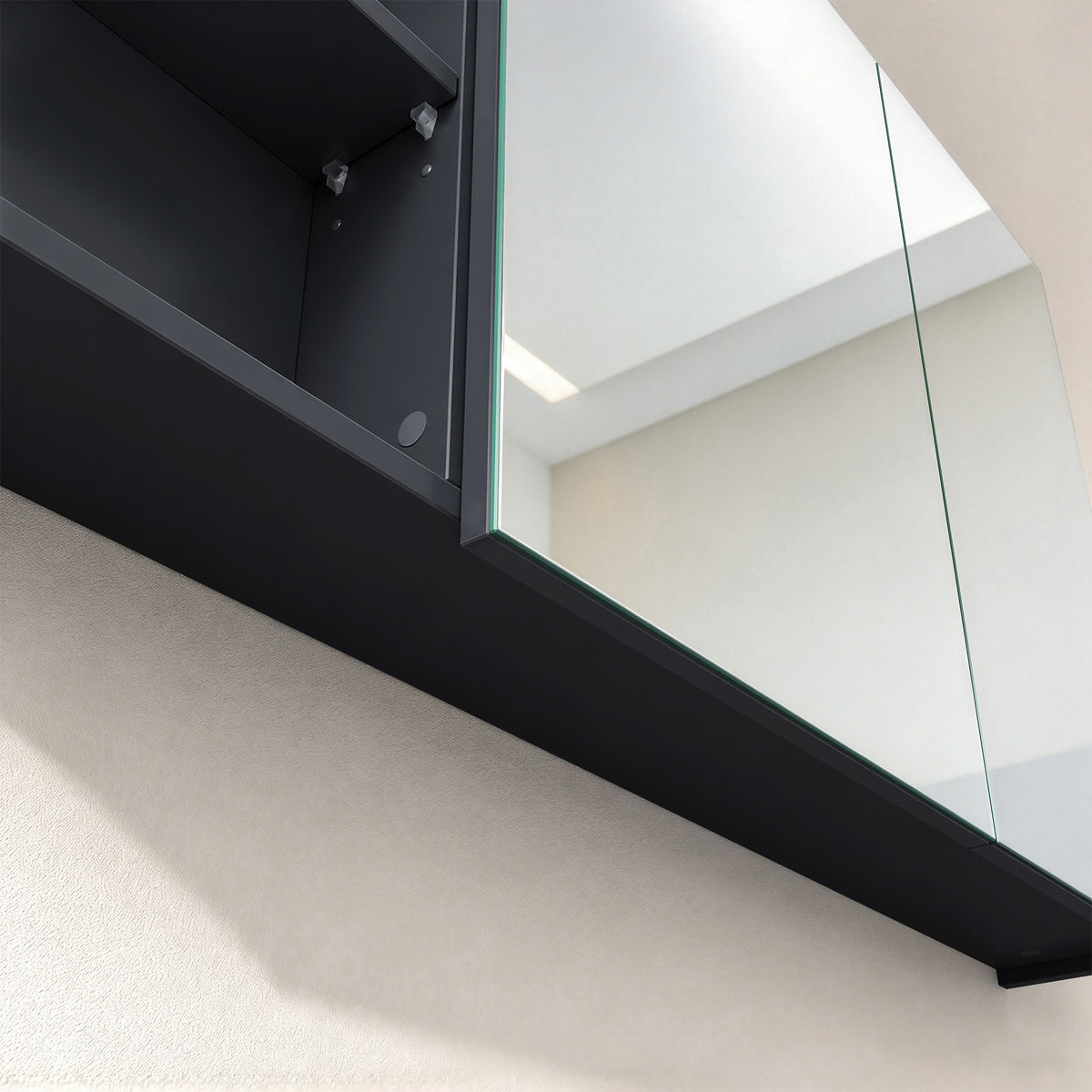 Glasvilla Armario Espejo de Baño con Puertas Sin Marco y Estantes Ajustables – Spiegelschrank 02