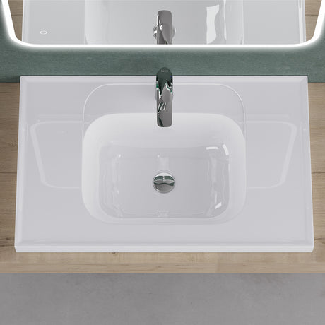 glasvilla Lavabo Brillante Blanco Lavabo de Empotrar Lavabo Mineral Rectangular Área de Lavado Col3601