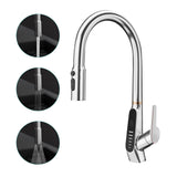 glasvilla Rubinetto da Cucina Estraibile con 3 Modalità e di Getto e Display digitale a LED Rubinetto per Lavello con Tubi e Accesorri Ruotabile a 360° MS-8085