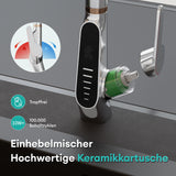 glasvilla Rubinetto da Cucina Estraibile con 3 Modalità e di Getto e Display digitale a LED Rubinetto per Lavello con Tubi e Accesorri Ruotabile a 360° MS-8085