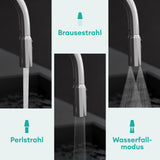 glasvilla Rubinetto da Cucina Estraibile con 3 Modalità e di Getto e Display digitale a LED Rubinetto per Lavello con Tubi e Accesorri Ruotabile a 360° MS-8085