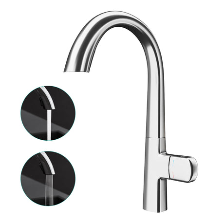 Robinet de cuisine Glasvilla, mitigeur avec levier unique pivotant à 360° en laiton MS-8095