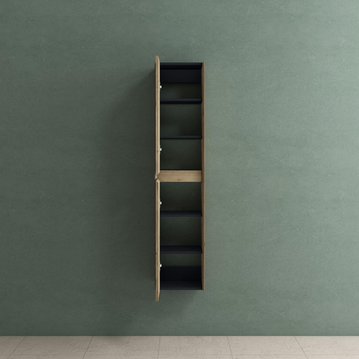 glasvilla Armoire Haute Polyvalente Armoire de Salle de Bain avec 2 Portes et 6 Compartiments Étagère de Salle de Bain 35x30x160 cm Rimo