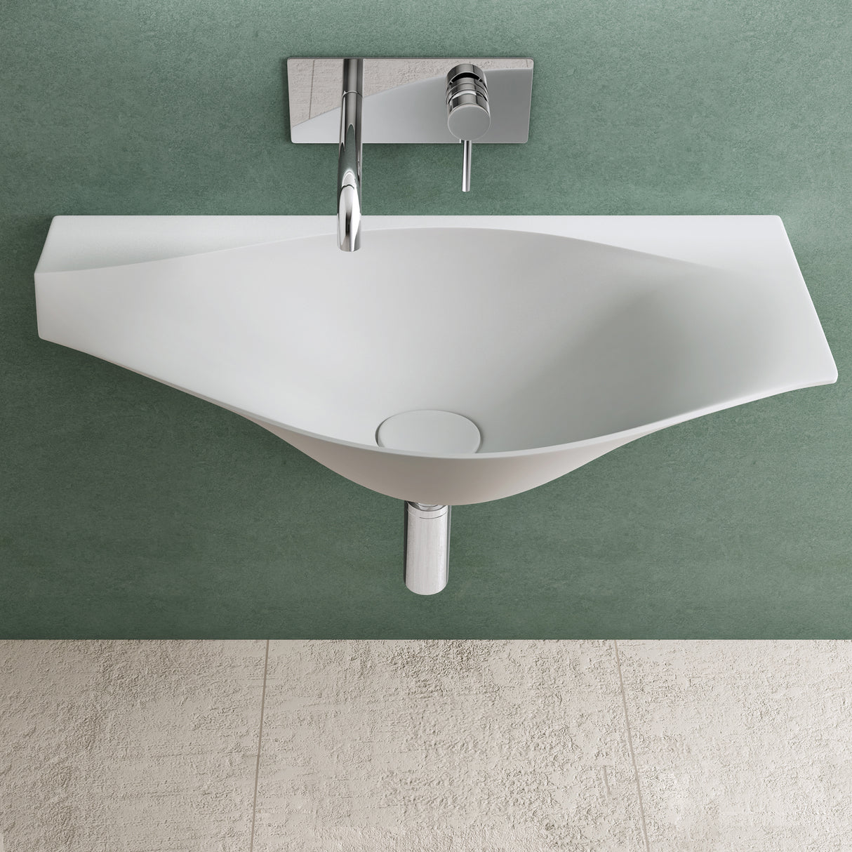 glasvilla Lavabo da Appoggio da Marmo Fuso 80x37x22cm, Lavandino Bagno con Piletta di Scarico Bianco Opaco Col816