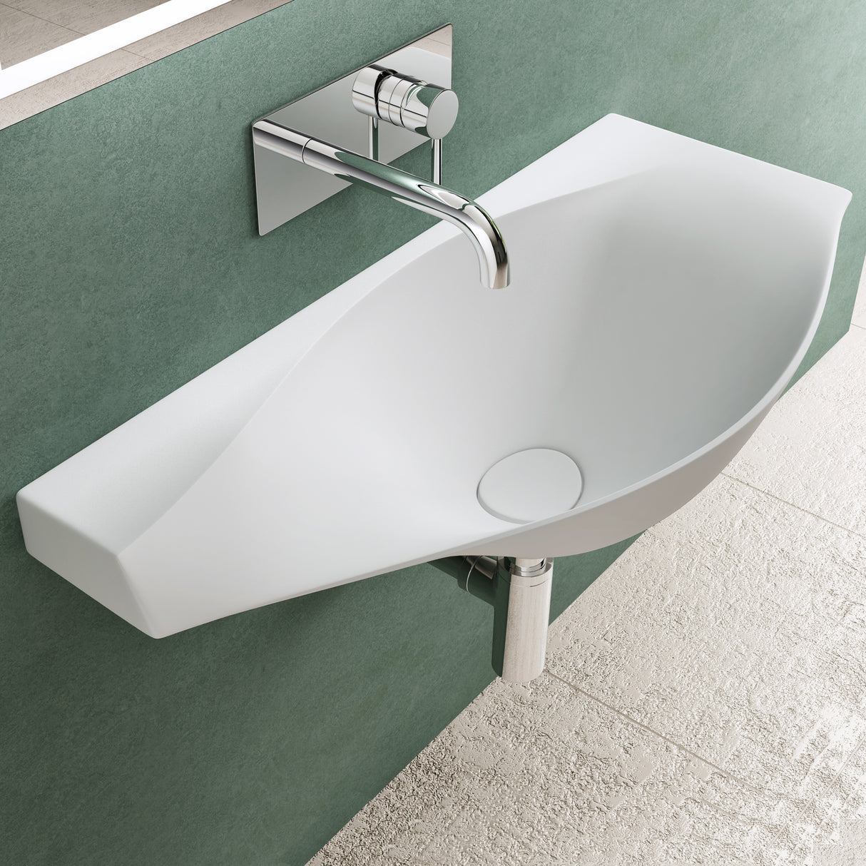 glasvilla Lavabo da Appoggio da Marmo Fuso 80x37x22cm, Lavandino Bagno con Piletta di Scarico Bianco Opaco Col816