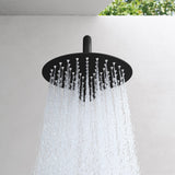 Système de douche bien-être à effet pluie Glasvilla, noir mat, avec pommeau de douche rond (Ø 19 cm), comprenant une douchette et un mitigeur monocommande au design intemporel.