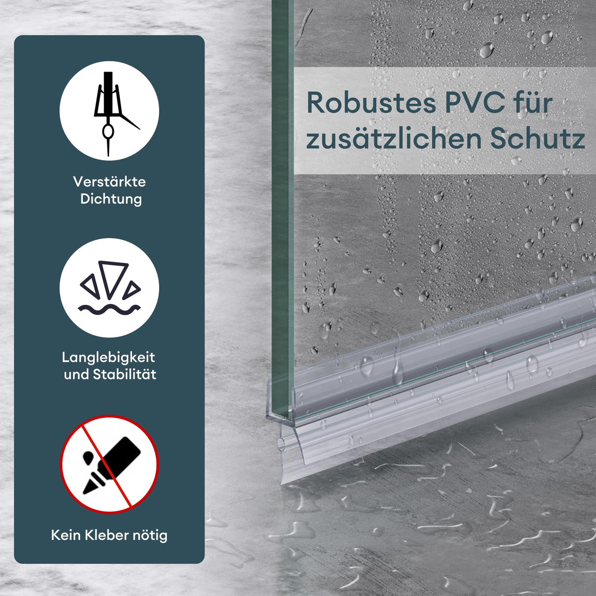 Joint de douche en PVC Glasvilla | Joint de porte de douche pour verre de 6 à 8 mm d'épaisseur | Joint de remplacement pour portes et parois de douche