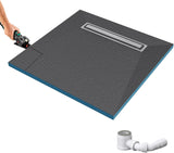 glasvilla  Duschwanne inkl. Duschrinne und Ablaufgarnitur Duschtasse bodeneben Gefälleplatte, Duschboard befliesbar Duschelemente, XPS-Duschboard02