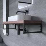 Console murale design Glasvilla en acier inoxydable, support de lavabo 3 pièces WH01