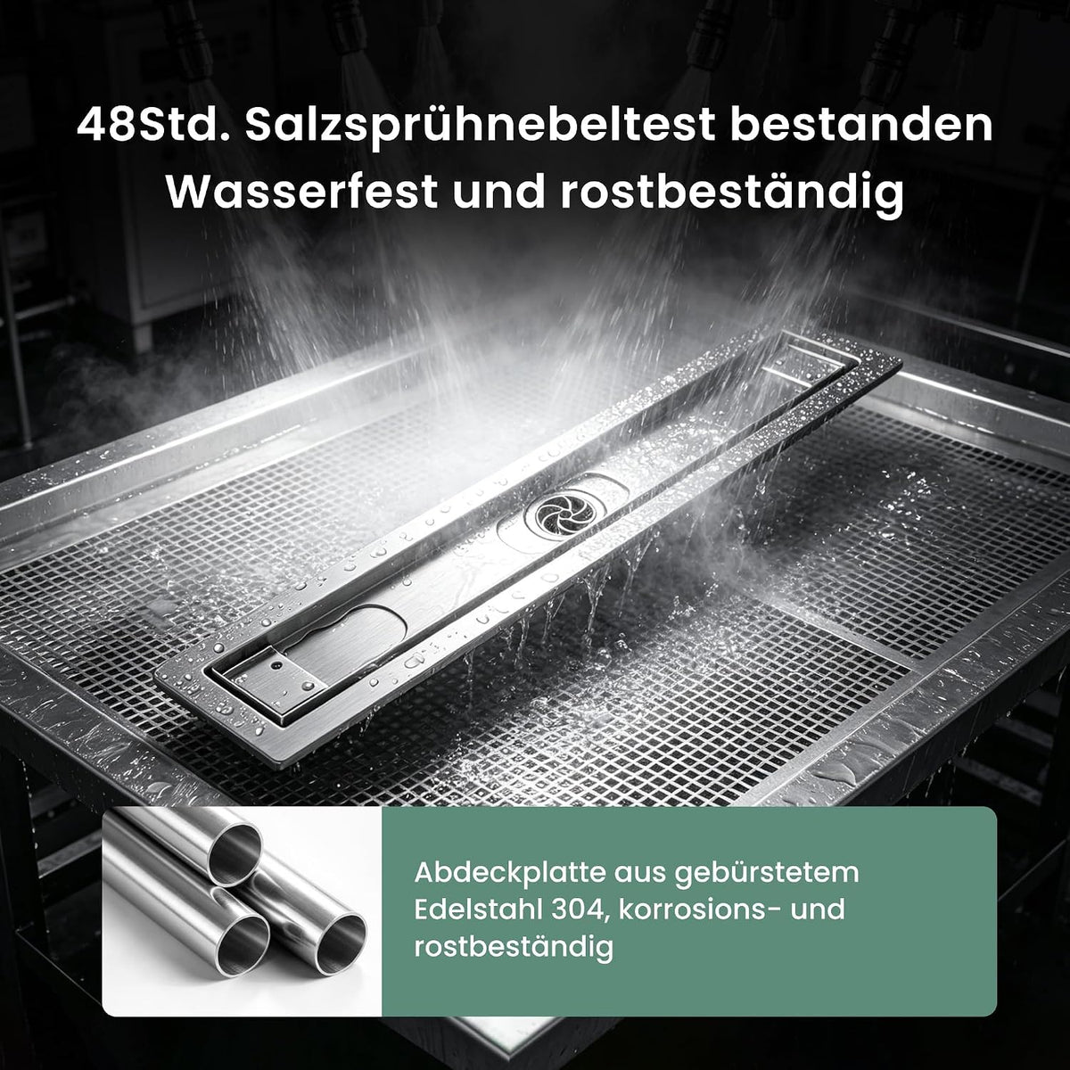 glasvilla  Duschwanne inkl. Duschrinne und Ablaufgarnitur Duschtasse bodeneben Gefälleplatte, Duschboard befliesbar Duschelemente, XPS-Duschboard02