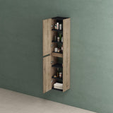 glasvilla Armoire Haute Polyvalente Armoire de Salle de Bain avec 2 Portes et 6 Compartiments Étagère de Salle de Bain 35x30x160 cm Rimo