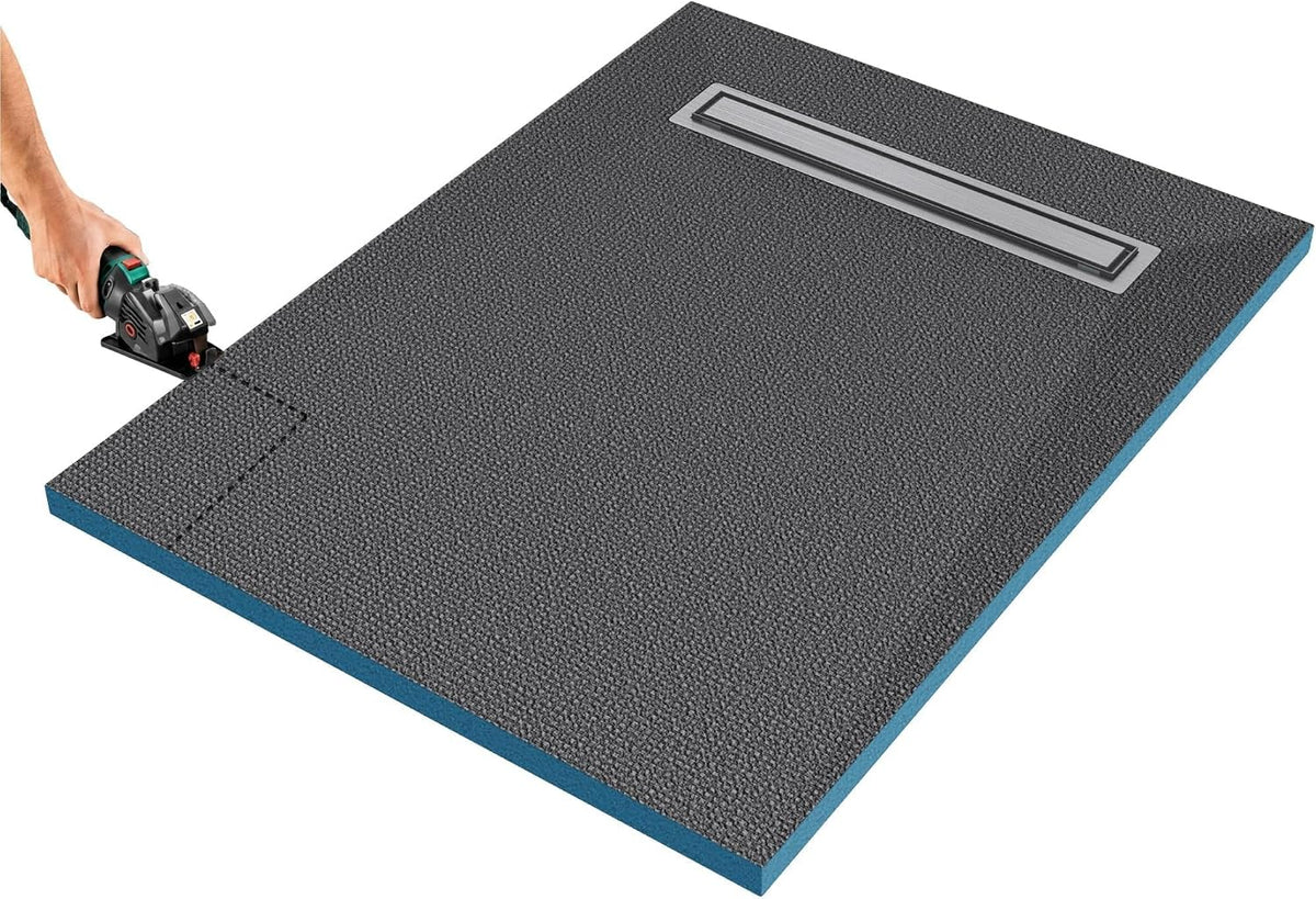 glasvilla  Duschwanne inkl. Duschrinne und Ablaufgarnitur Duschtasse bodeneben Gefälleplatte, Duschboard befliesbar Duschelemente, XPS-Duschboard02